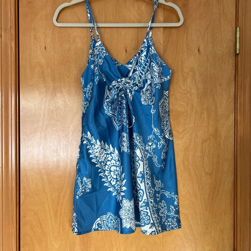 Blue and White Paisley Dress